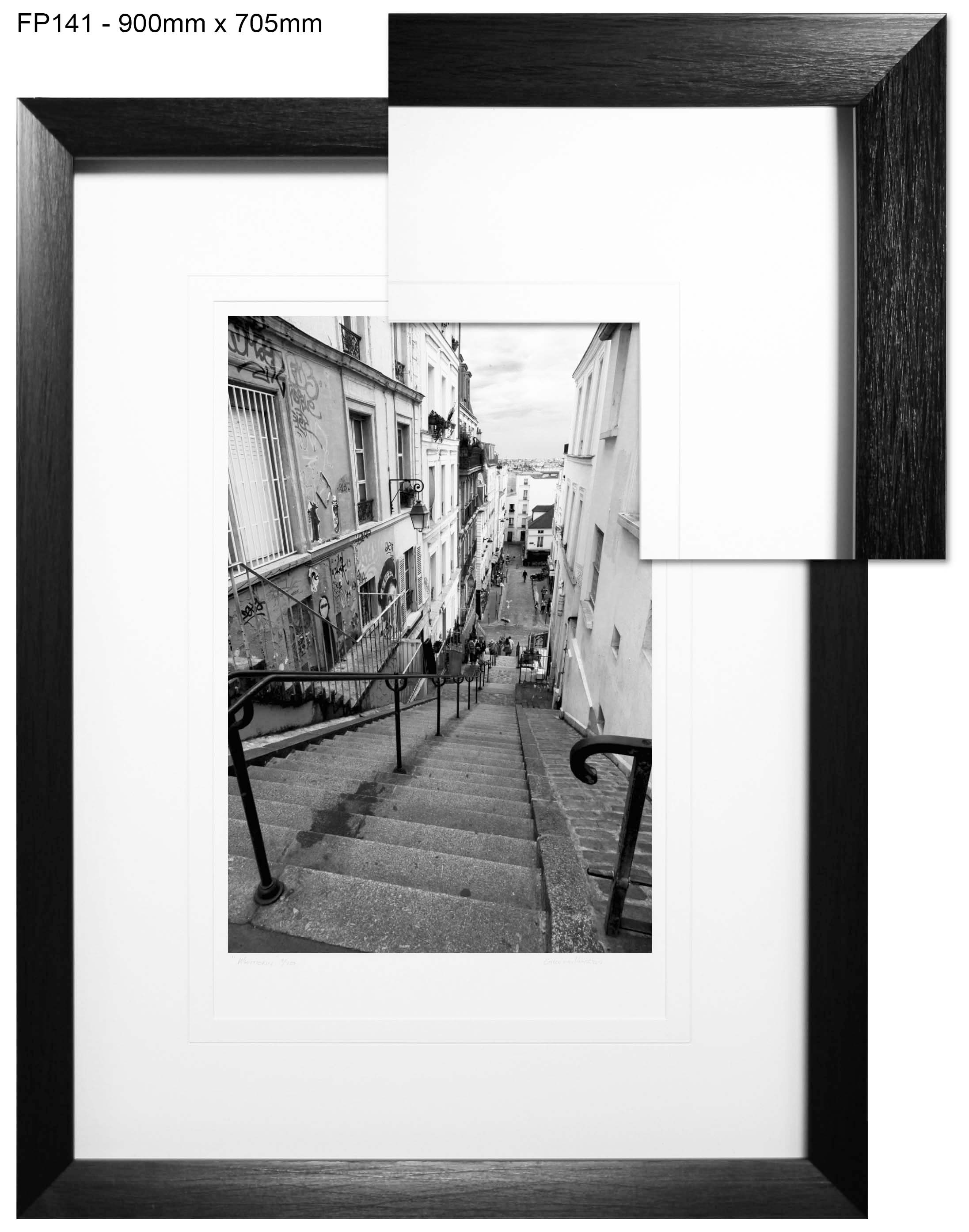 FP141 Wall décor art framed print B&W street scene black frame